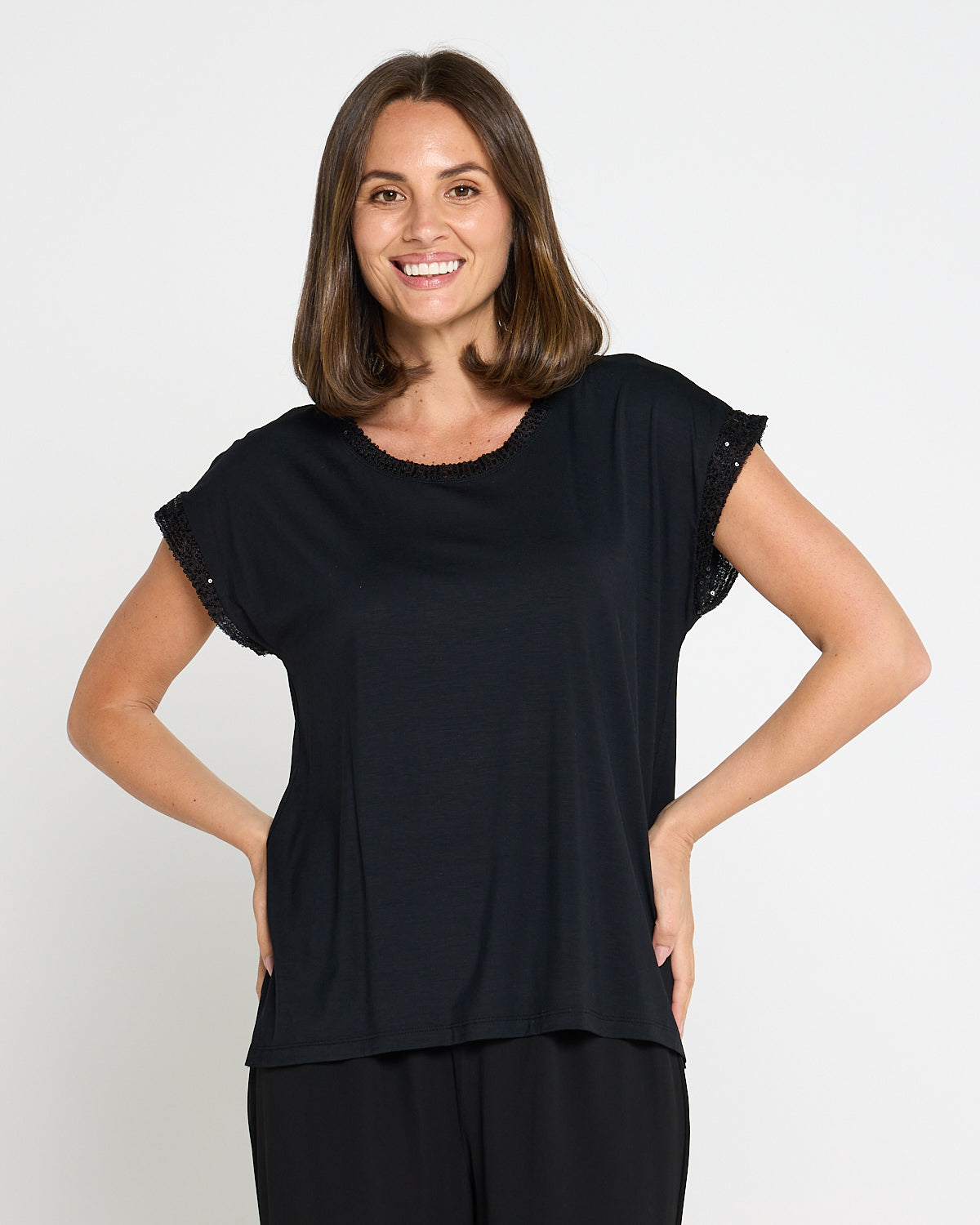 Sequin Sparkle Top - Black