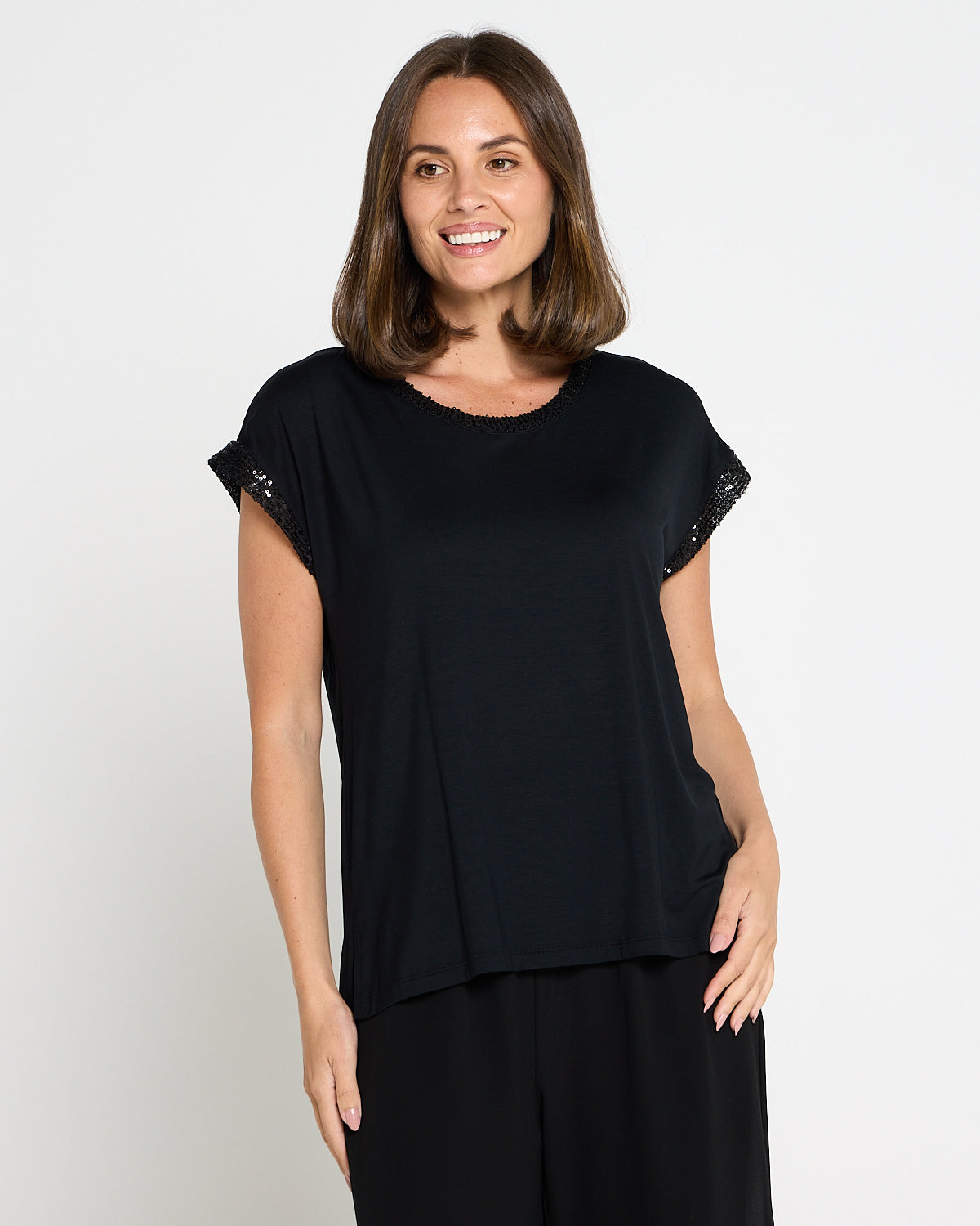 Sequin Sparkle Top - Black