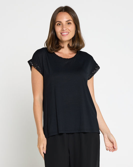 Sequin Sparkle Top - Black