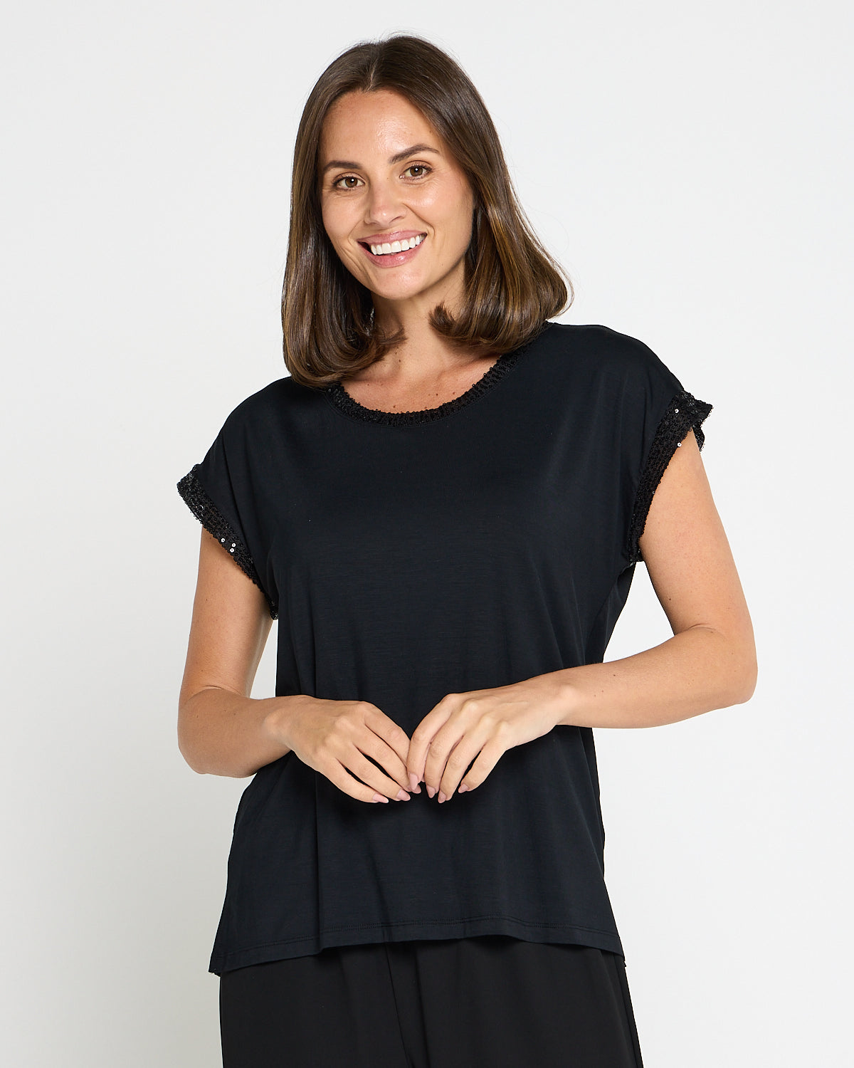 Sequin Sparkle Top - Black