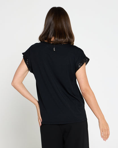 Sequin Sparkle Top - Black