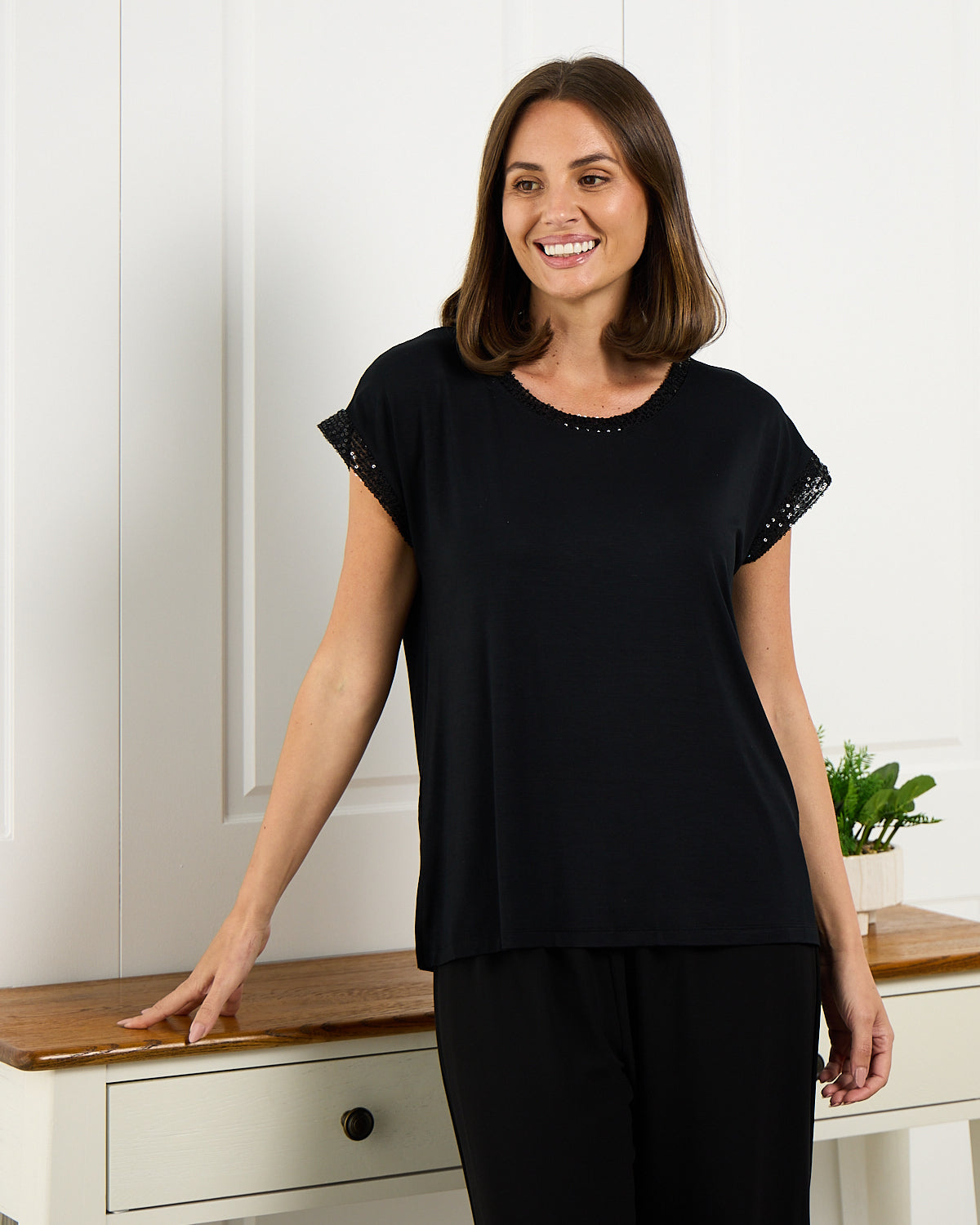 Sequin Sparkle Top - Black