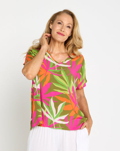 Tina V Neck Top - Tropical