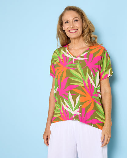 Tina V Neck Top - Tropical