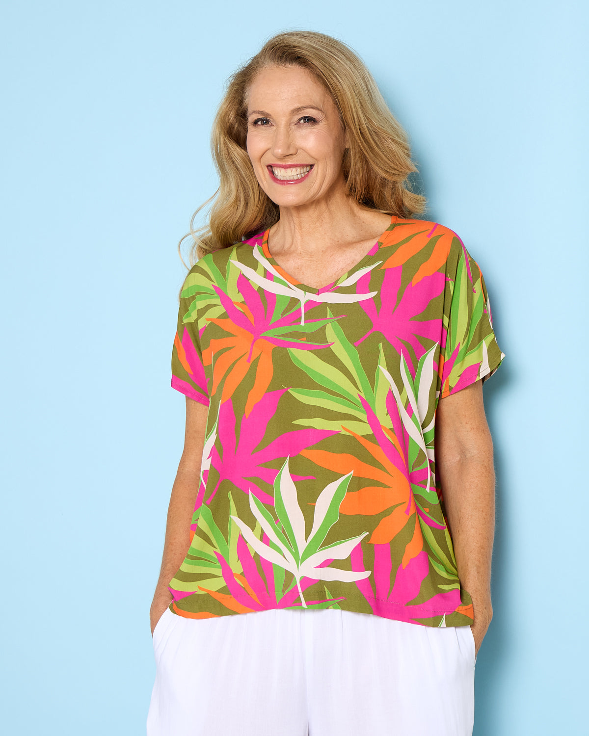 Tina V Neck Top - Tropical