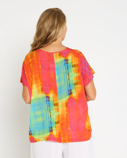 Tina V Neck Top - Sunset Wash