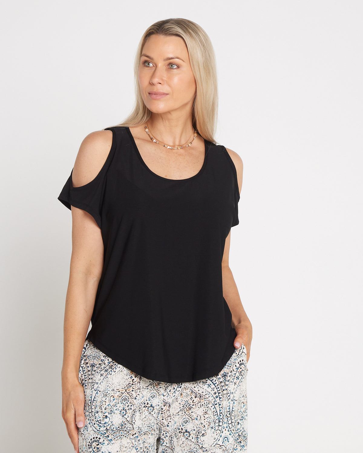 Cold Shoulder Top - Black