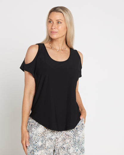 Cold Shoulder Top - Black