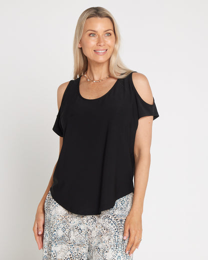 Cold Shoulder Top - Black