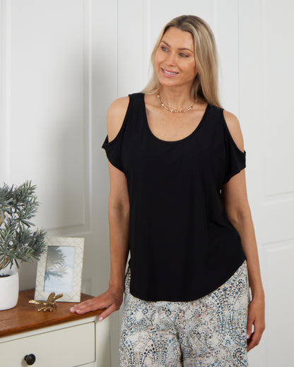 Cold Shoulder Top - Black