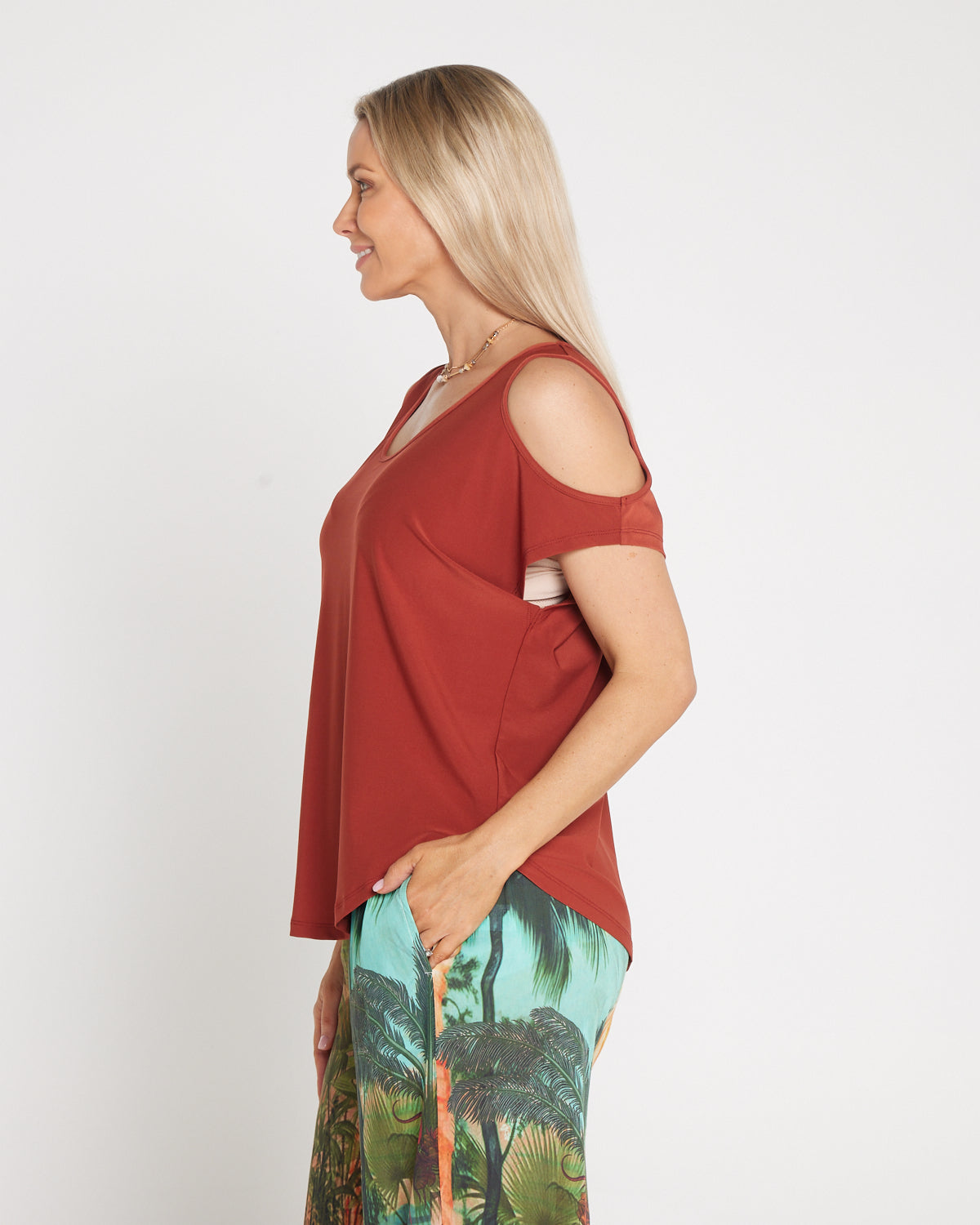 Cold Shoulder Top - Cinnamon