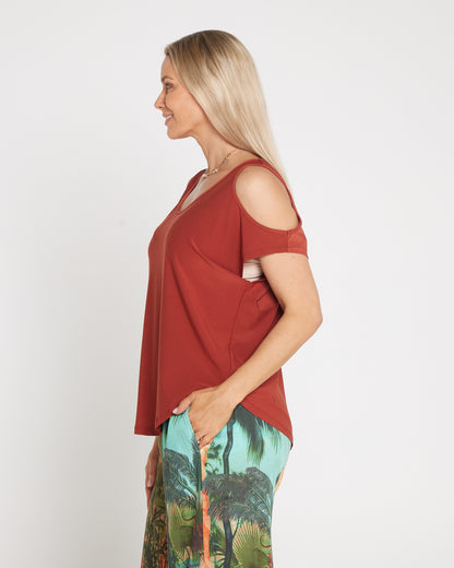 Cold Shoulder Top - Cinnamon