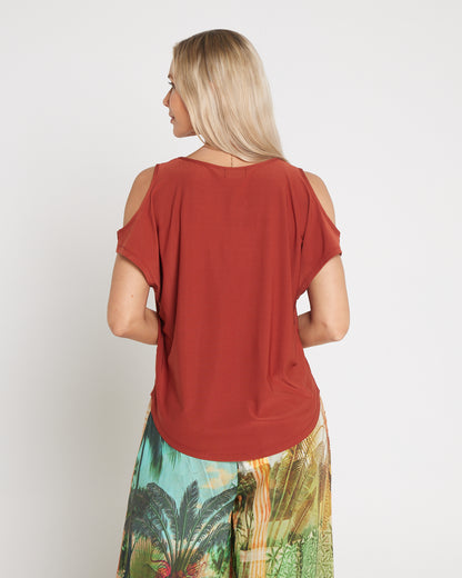 Cold Shoulder Top - Cinnamon
