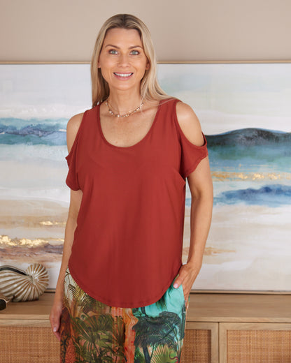 Cold Shoulder Top - Cinnamon
