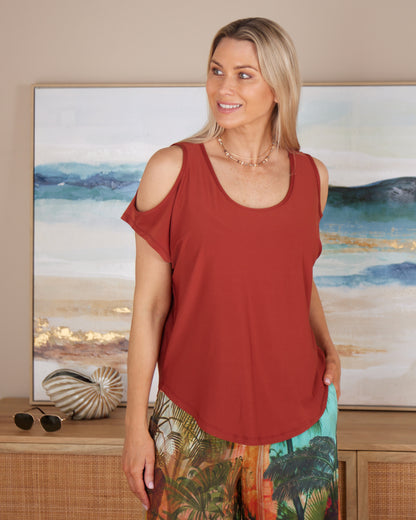 Cold Shoulder Top - Cinnamon