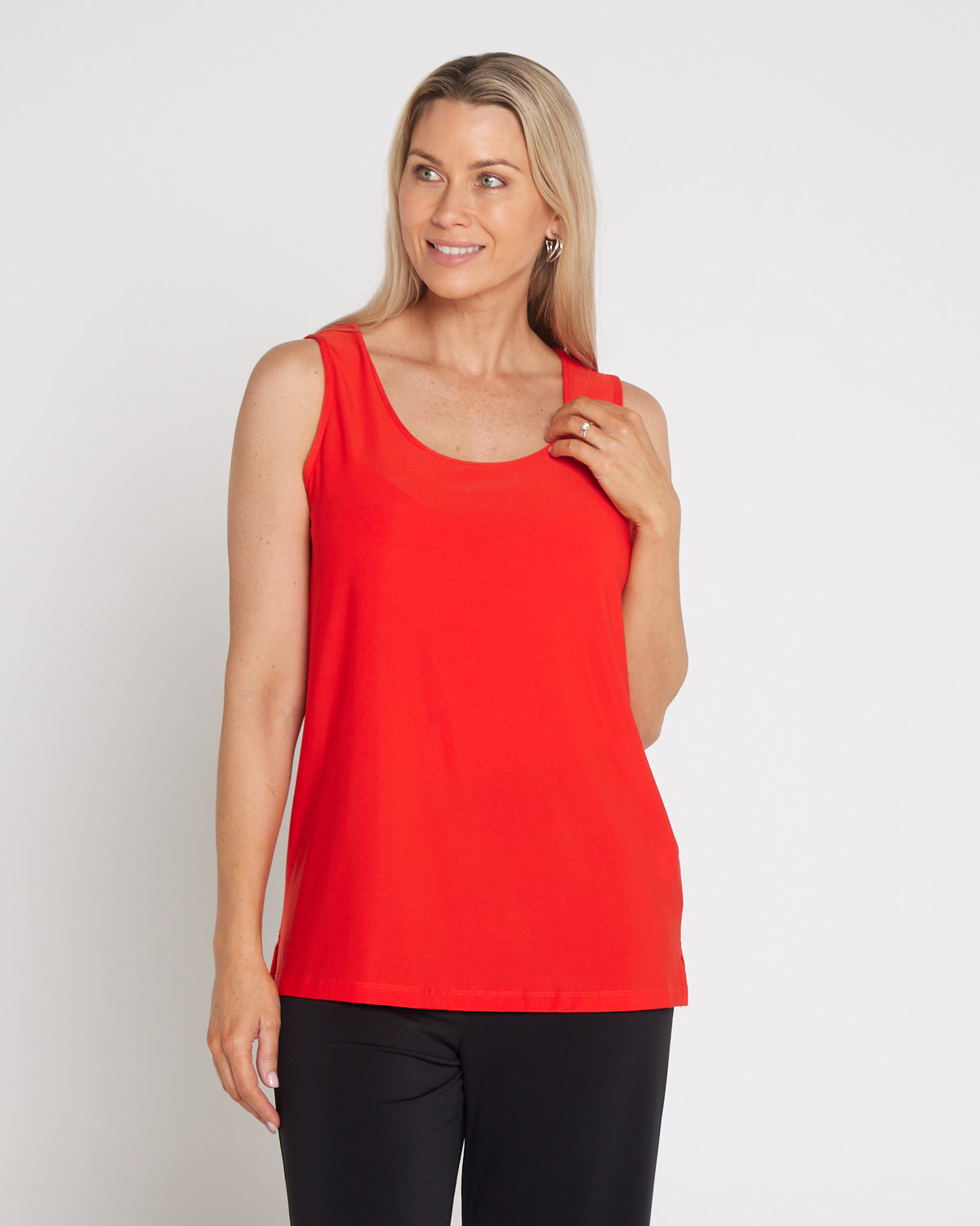Long Line Tank - Coral Red