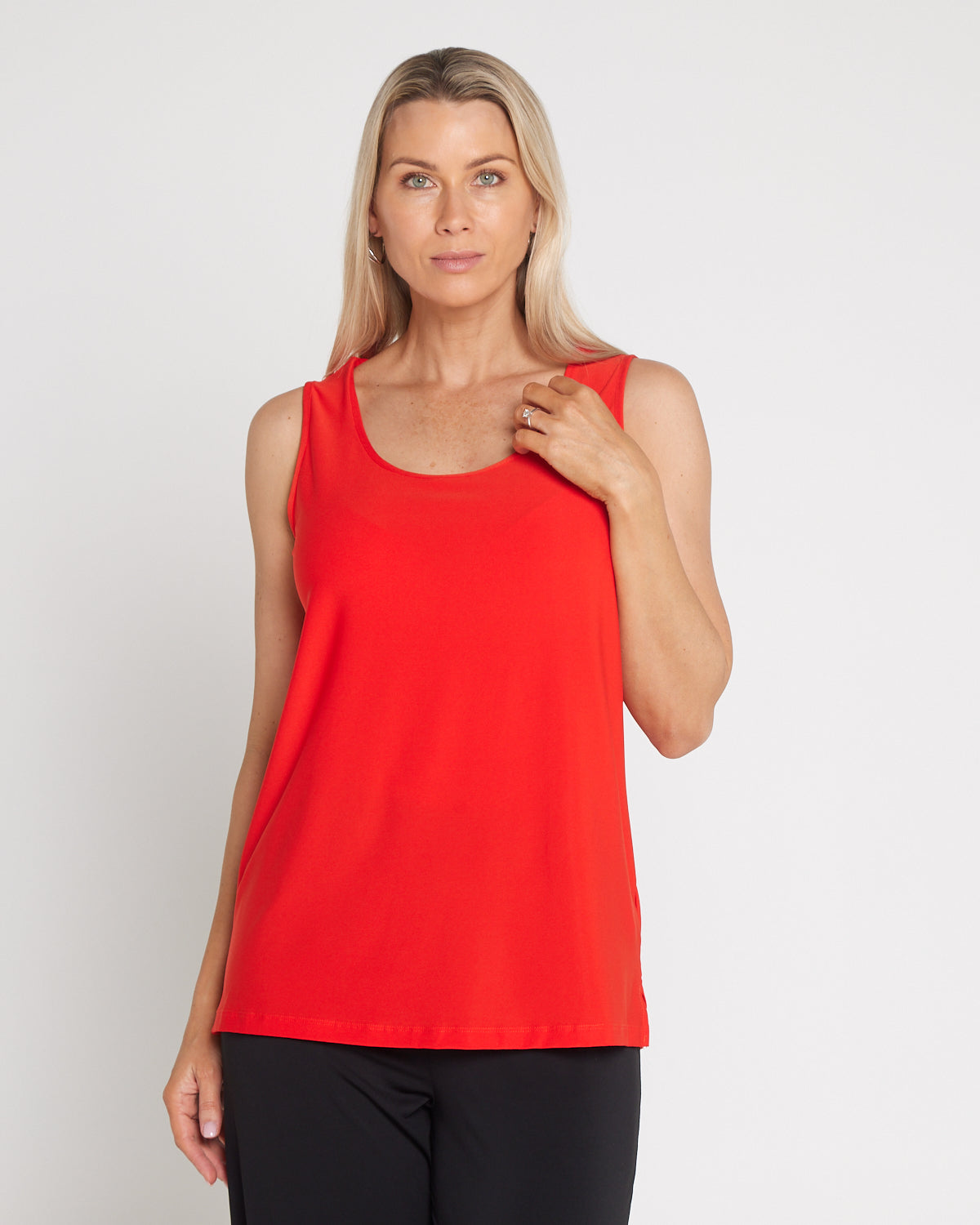 Long Line Tank - Coral Red