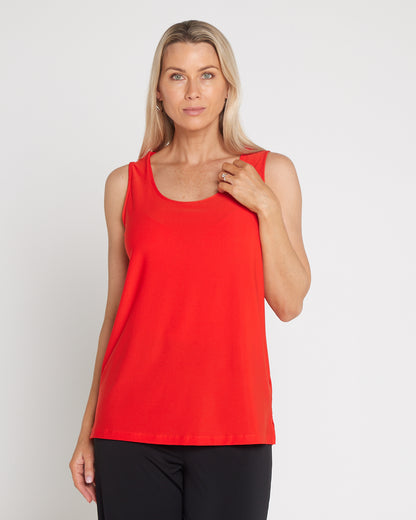 Long Line Tank - Coral Red