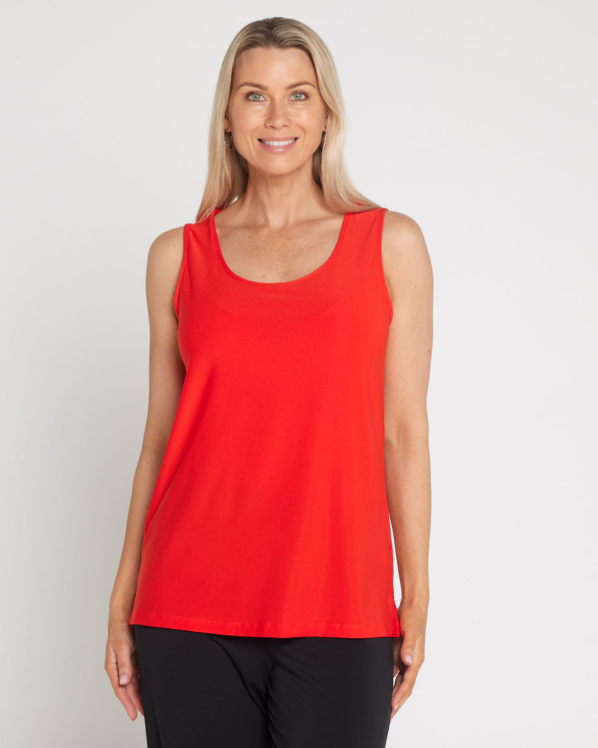 Long Line Tank - Coral Red