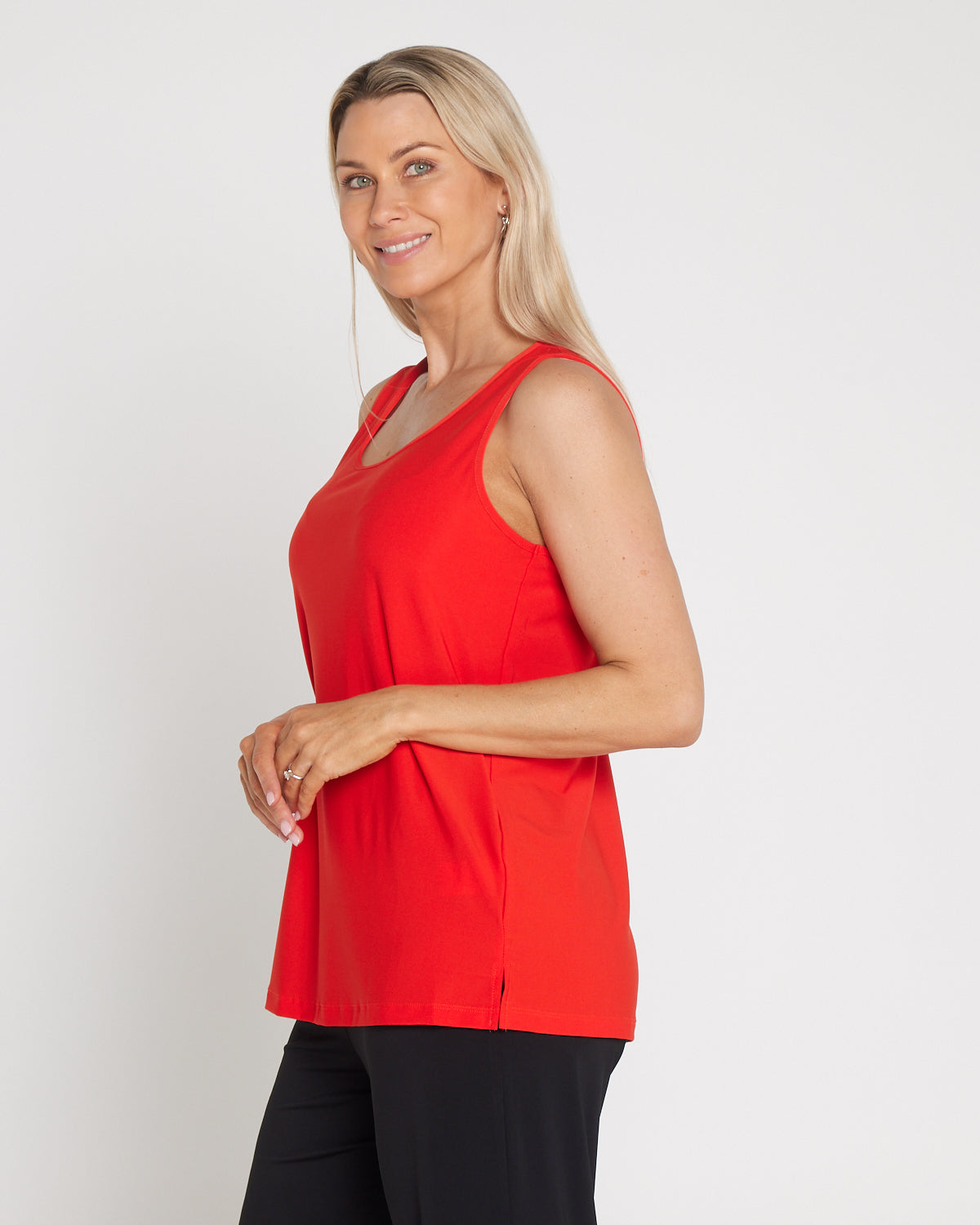 Long Line Tank - Coral Red