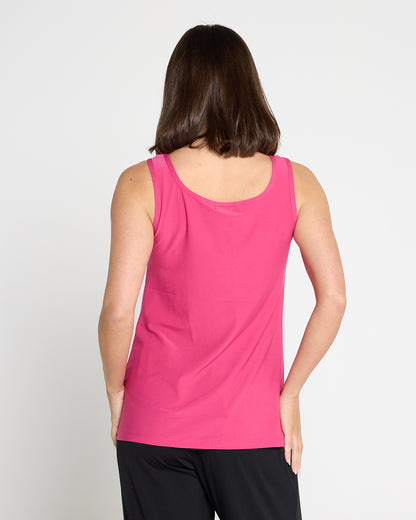 Ruche Neck Cami - Fuchsia