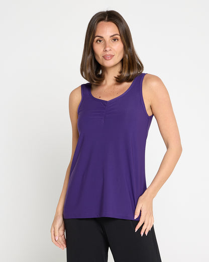 Ruche Neck Cami - Purple