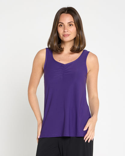 Ruche Neck Cami - Purple