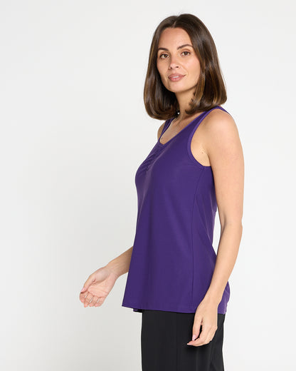 Ruche Neck Cami - Purple