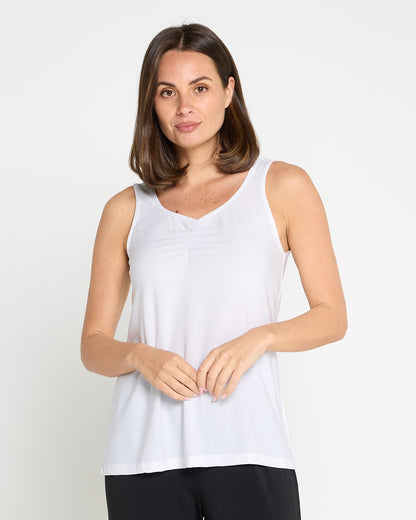 Ruche Neck Cami - White