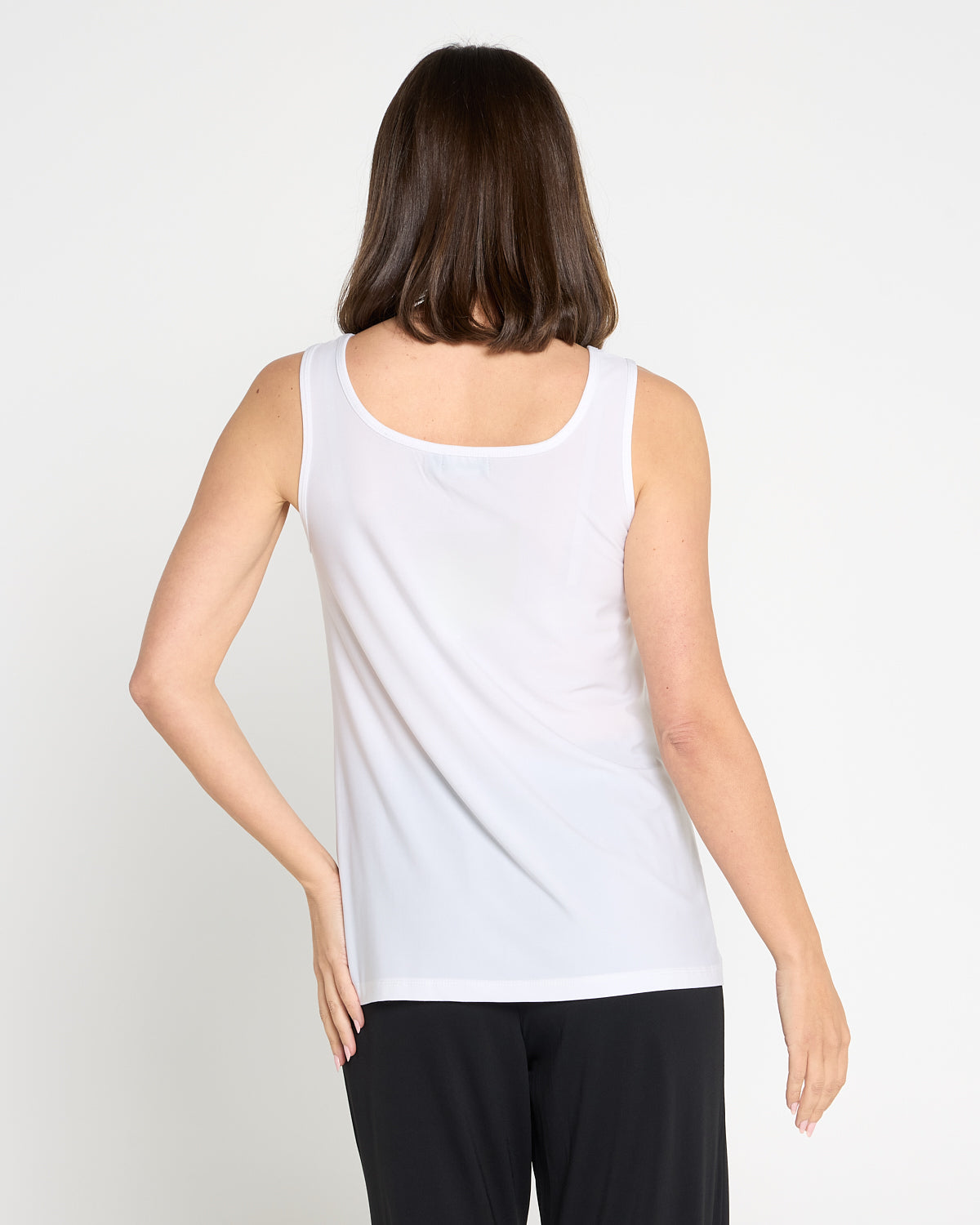 Ruche Neck Cami - White