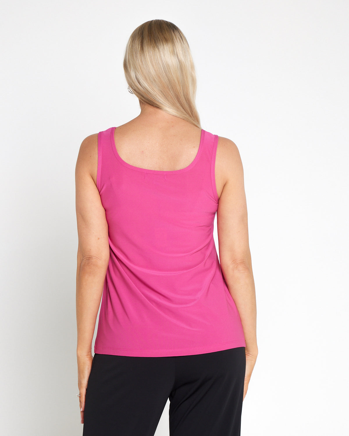 Ruche Neck Cami - Fuchsia