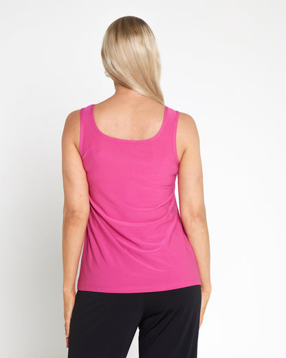 Ruche Neck Cami - Fuchsia
