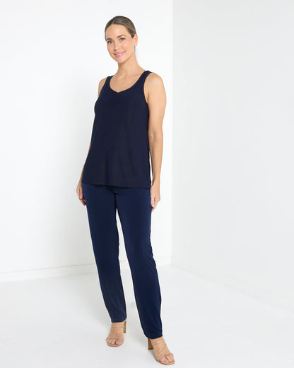 Ruche Neck Cami - Navy
