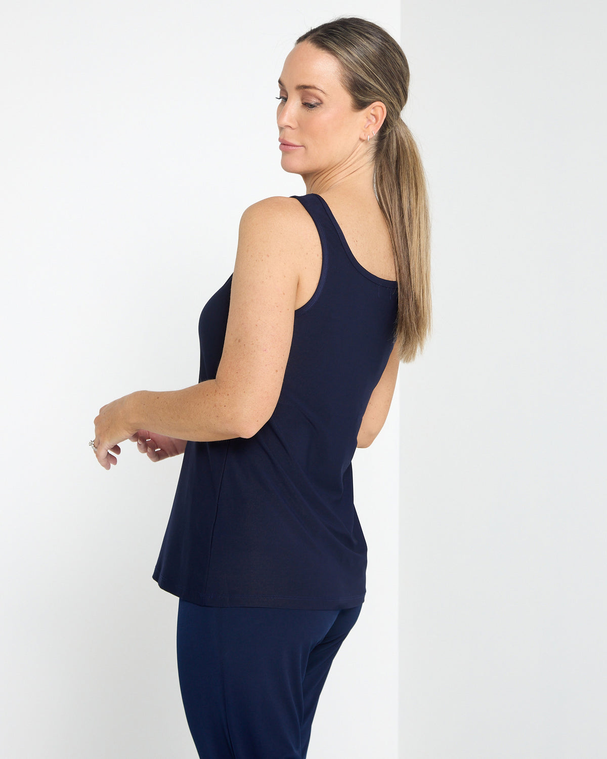 Ruche Neck Cami - Navy