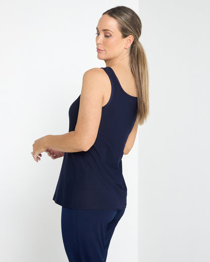 Ruche Neck Cami - Navy