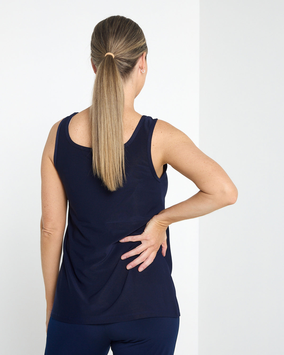 Ruche Neck Cami - Navy