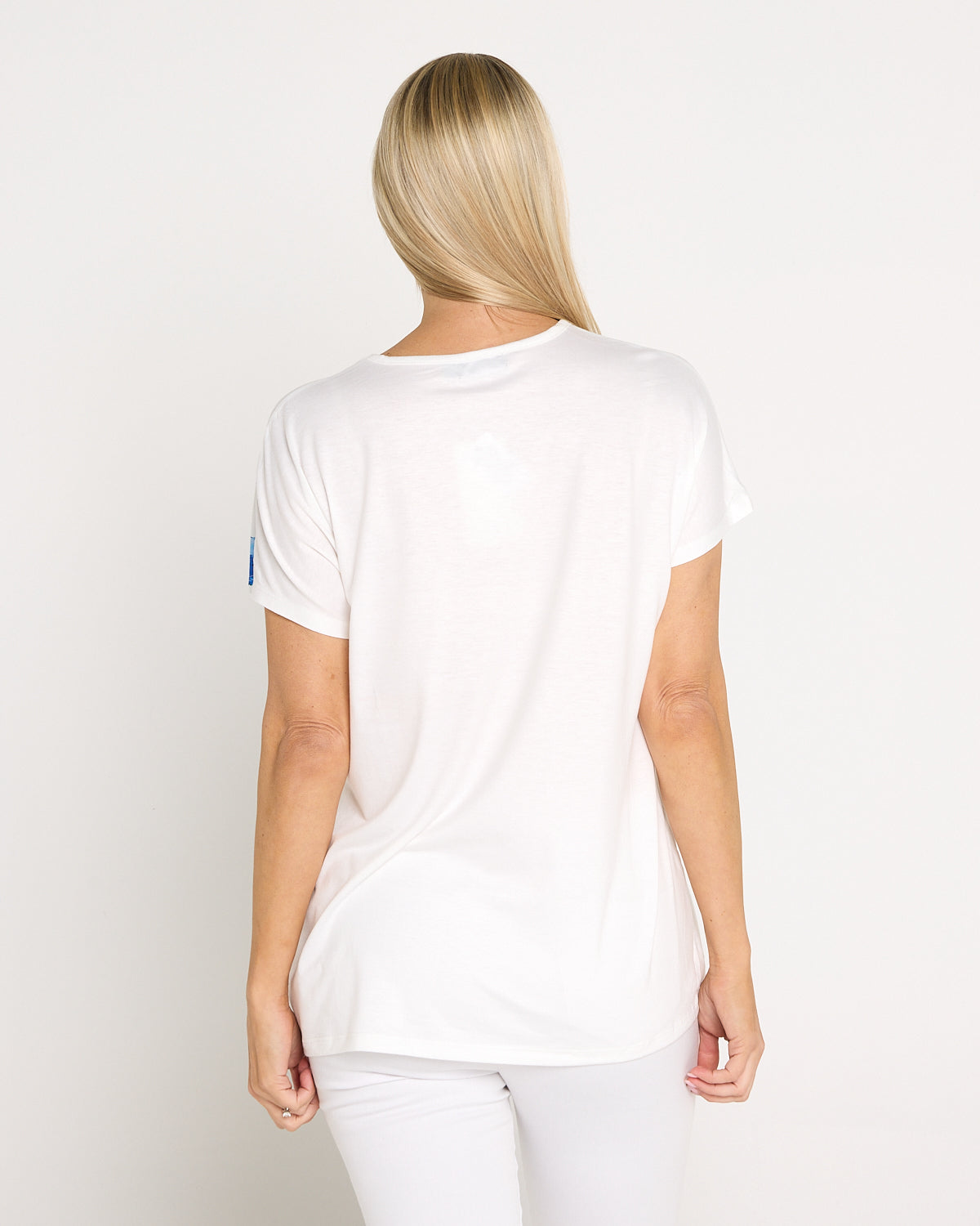Siesta Easy Care Tee - White/Indigo Bloom