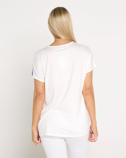 Siesta Easy Care Tee - White/Indigo Bloom