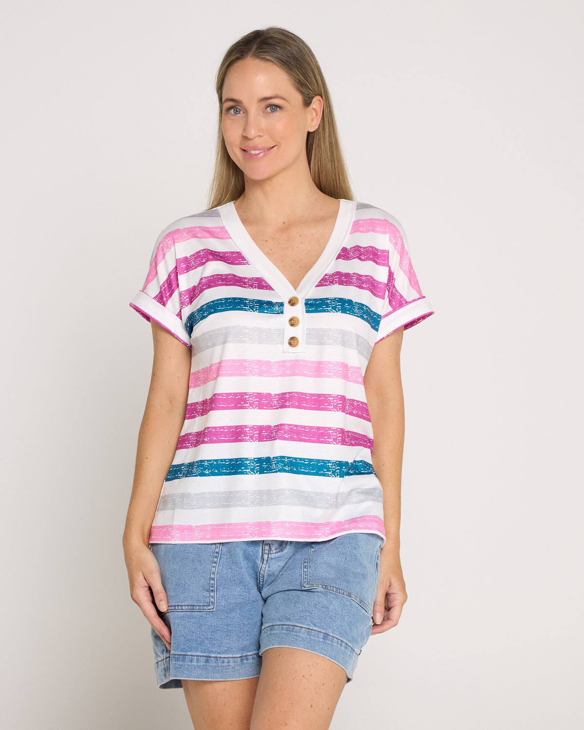 Summer Sailor Tee - White/Pink Stripe