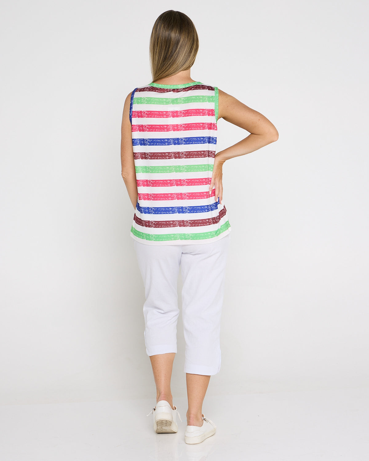 Summer Sailor Tank - Green Raspberry Stripe