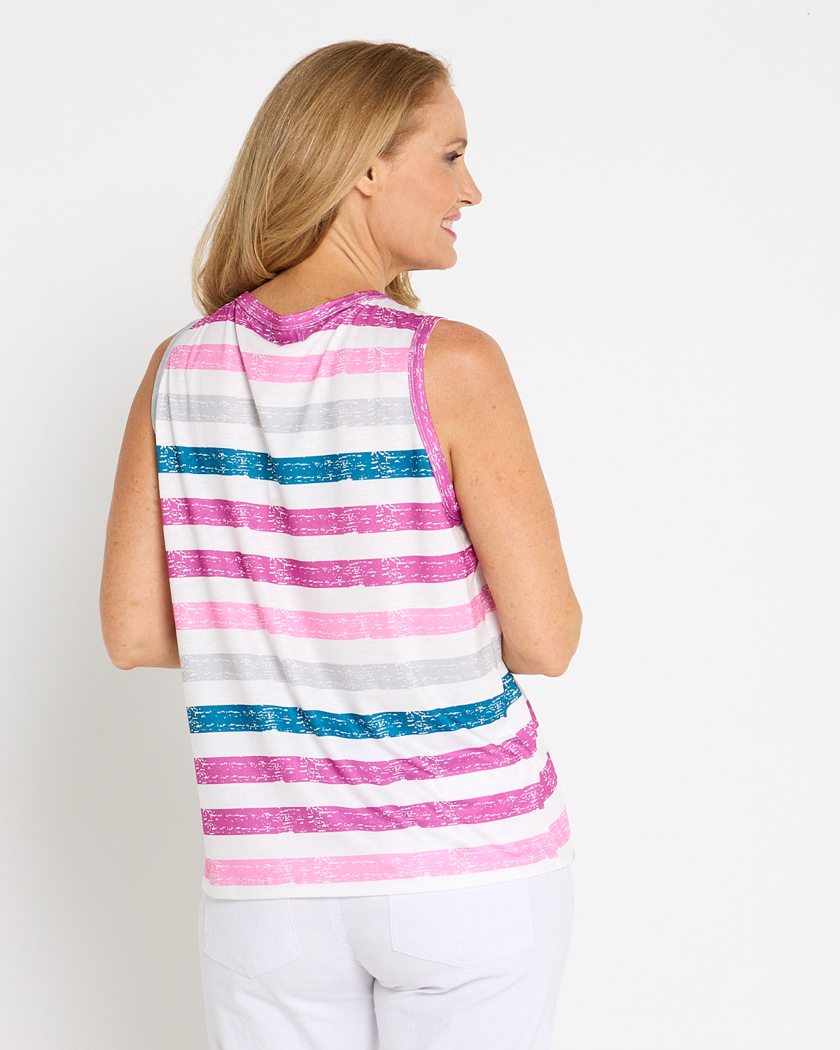 Summer Sailor Tank - White/Pink Stripe
