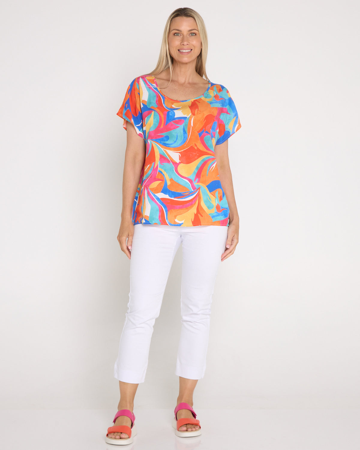 Misty Cap Sleeve Relaxed Top - Swirl