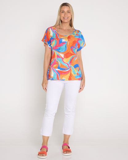 Misty Cap Sleeve Relaxed Top - Swirl