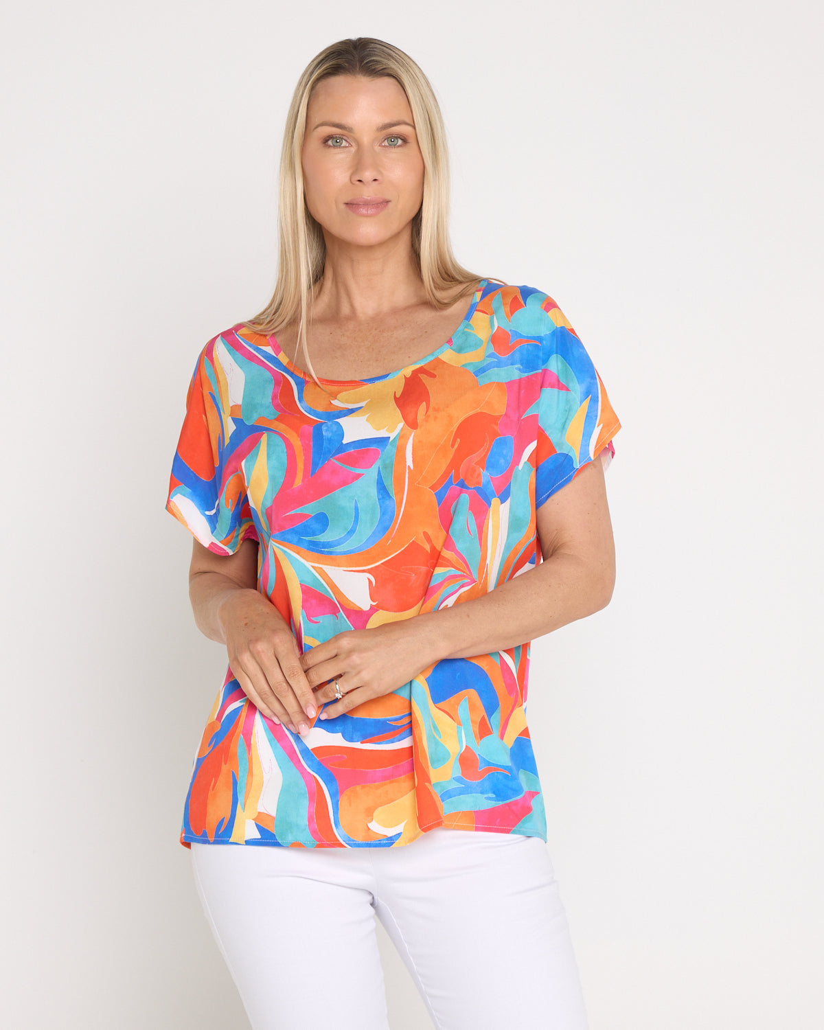 Misty Cap Sleeve Relaxed Top - Swirl