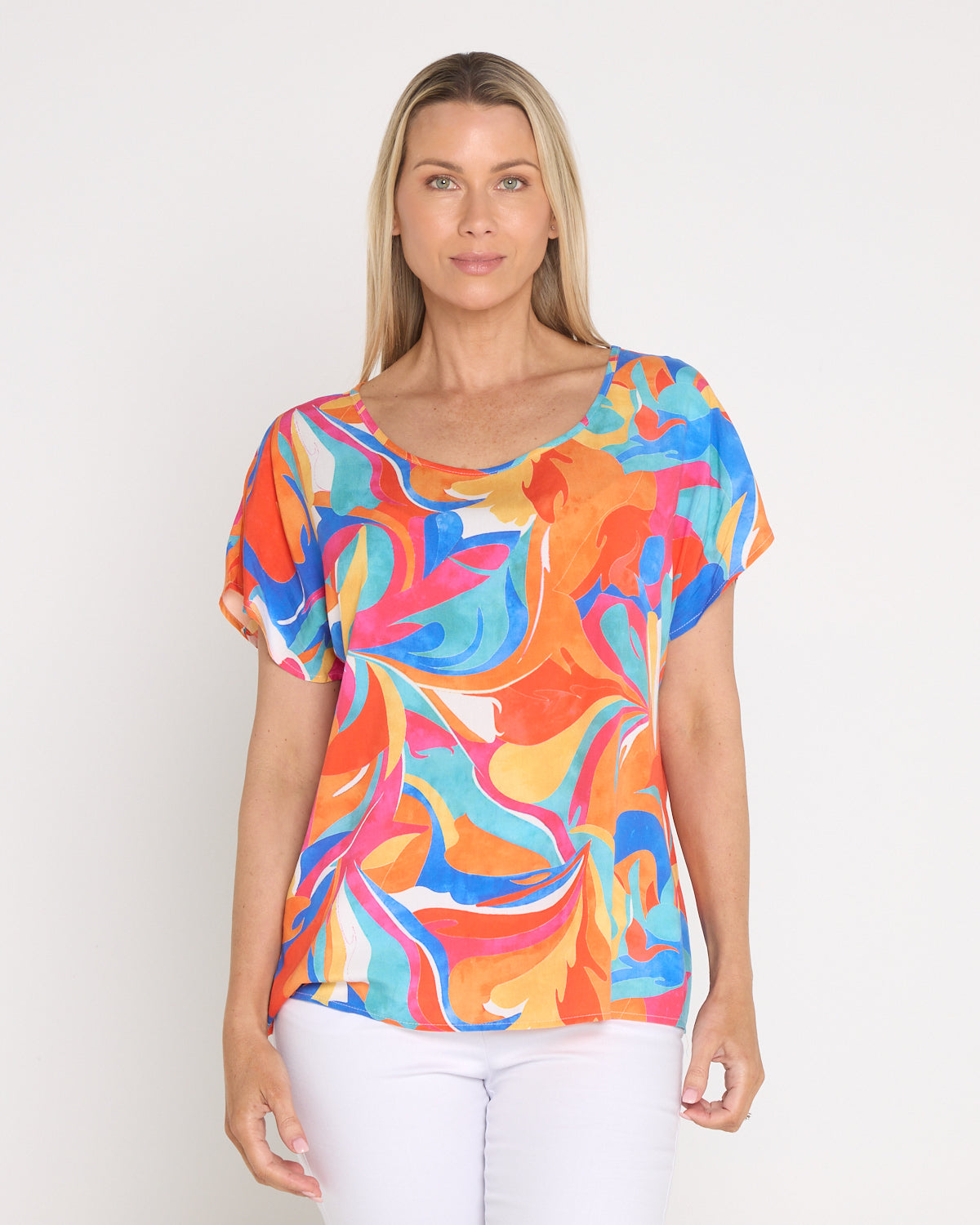 Misty Cap Sleeve Relaxed Top - Swirl