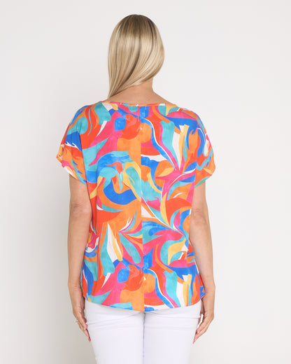 Misty Cap Sleeve Relaxed Top - Swirl