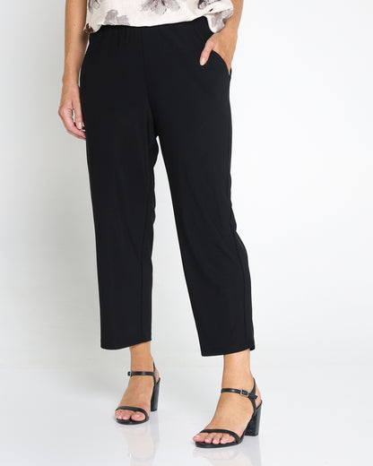 Straight Leg Crop Petite Pant - Black