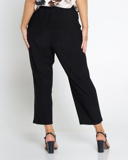 Straight Leg Crop Petite Pant - Black