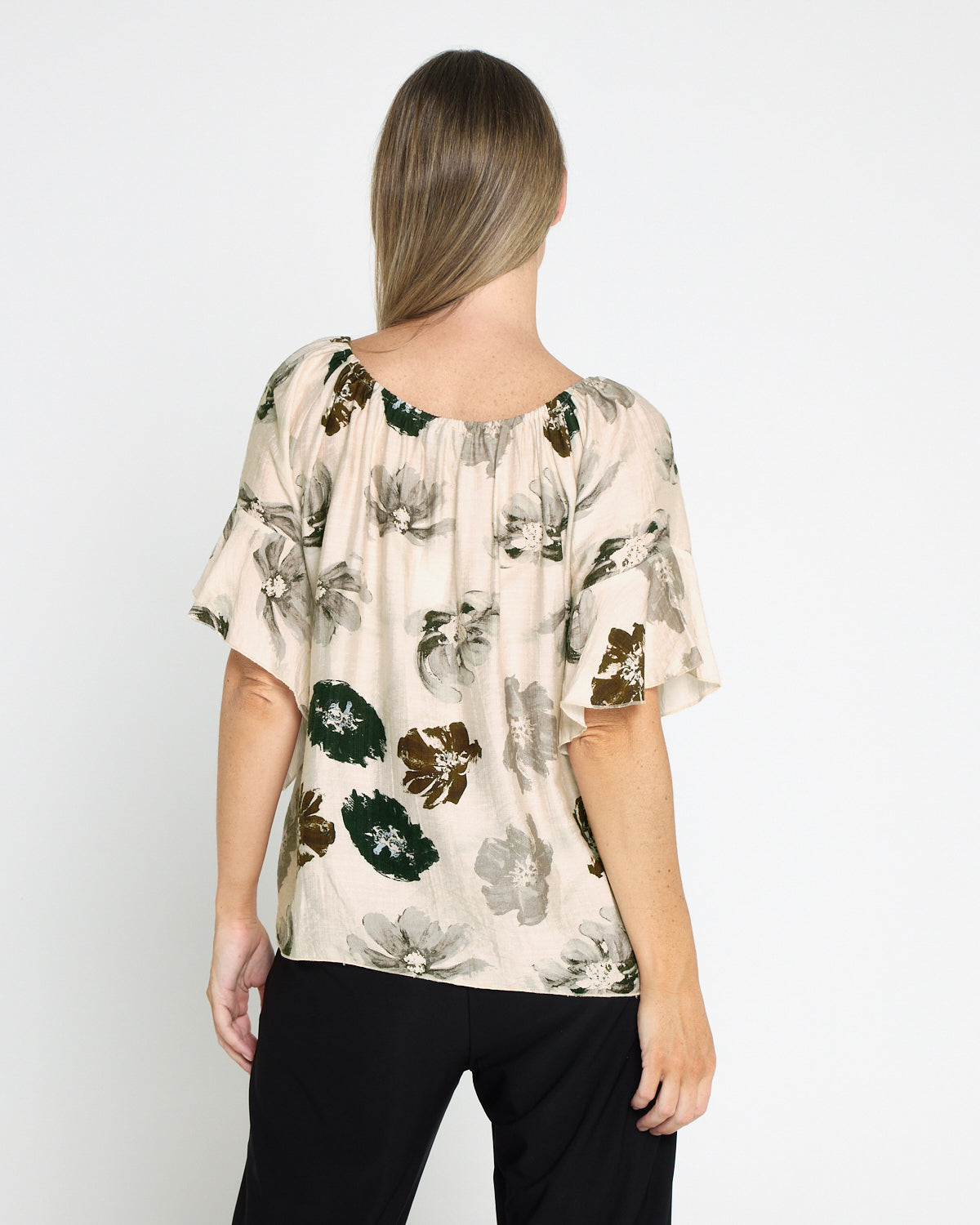 Naturalist Top - Cream/Choc Khaki Floral