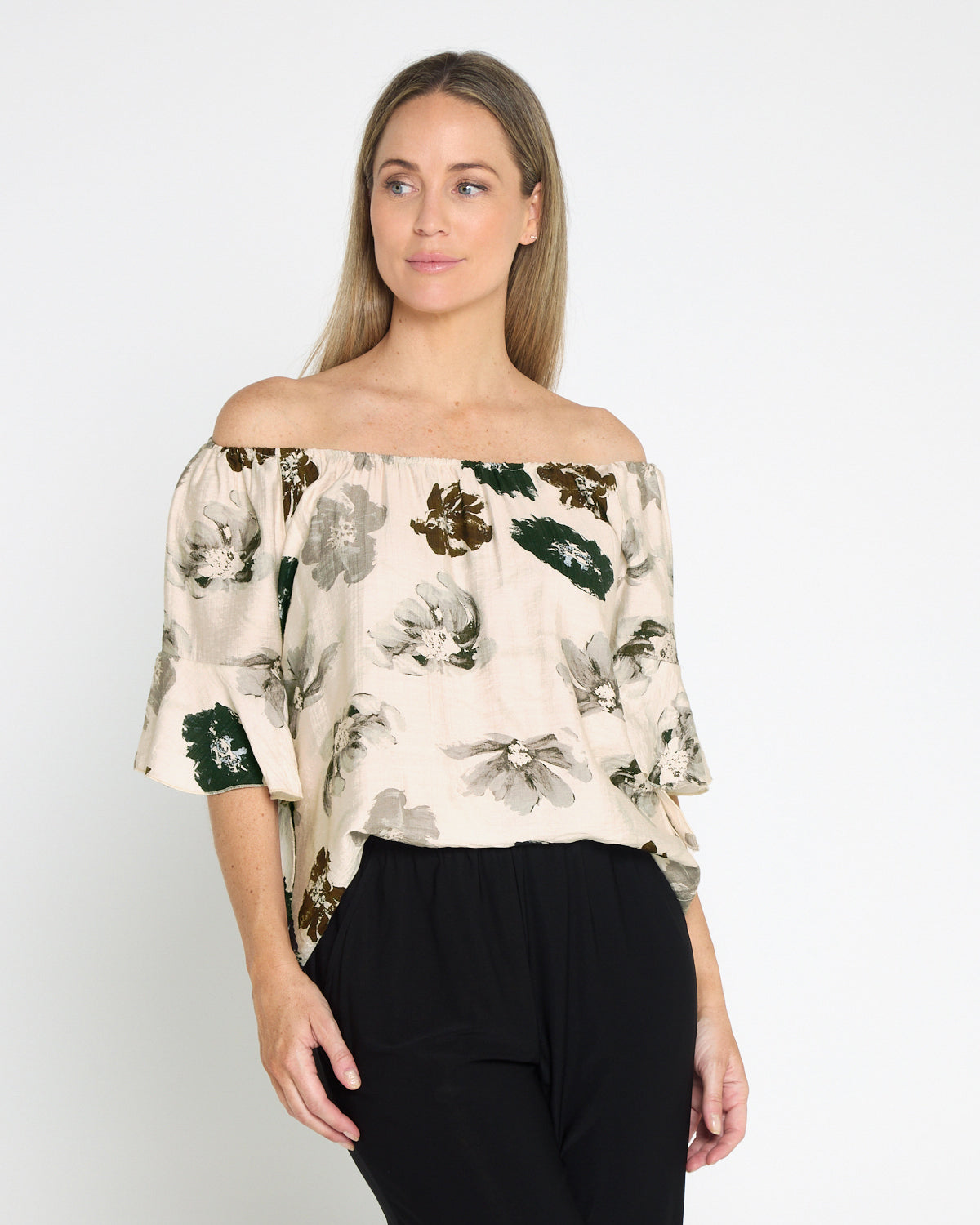 Naturalist Top - Cream/Choc Khaki Floral